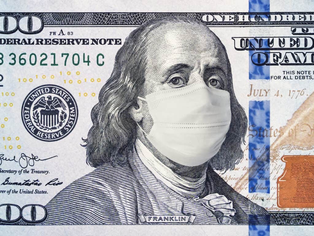 FinTech Executive Search Recruiter Financial Services Benjamin Franklin 100 dollar bill with Mask